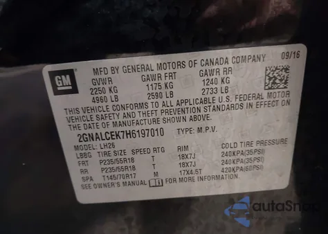 2017 Chevrolet Equinox Lt from USA, damaged, VIN 2GNALCEK7H6197010